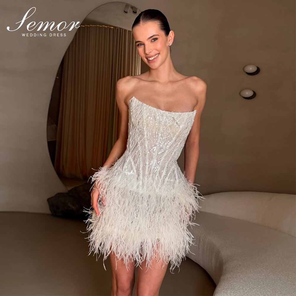 Tassel Fringe Trim - Semor Exquisites Kurzes Hochzeitskleid Funkelndes Maßgeschneidertes