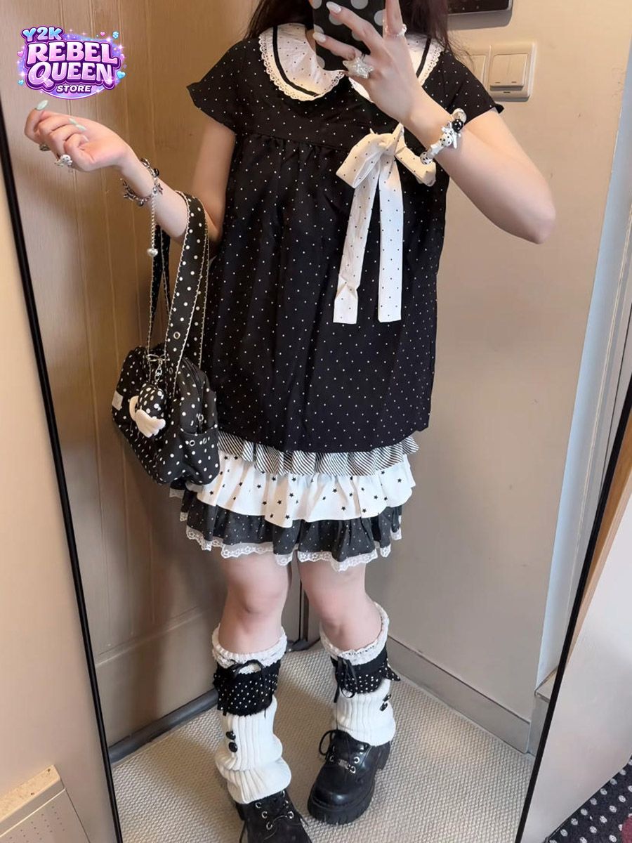 Y2K Kawaii Japanisches Polka-D – Lace Ribbon Trim Bewertung und Preis