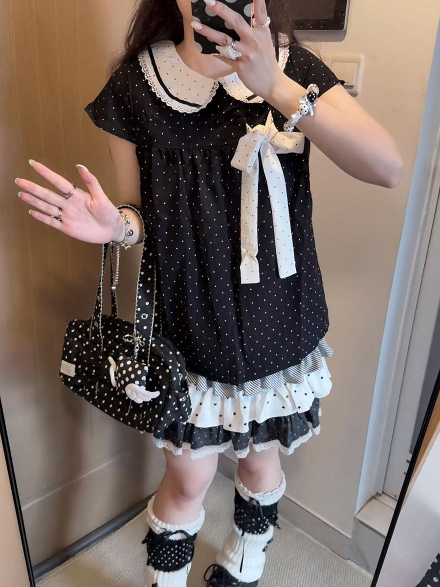 Y2K Kawaii Japanisches Polka-D – Lace Ribbon Trim Bewertung und Preis